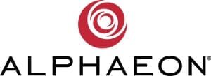 A red and white logo for phae