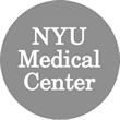 A gray circle with the words nyu medical center in white.