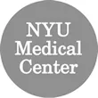 A gray circle with the words nyu medical center in white.